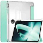 For OnePlus Pad Clear Back Cover 3-Fold Leather Smart Tablet Case(Mint Green)