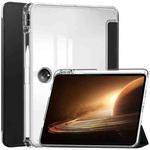 For OPPO Pad 2 3-Fold Clear Back Cover Leather Smart Tablet Case(Black)