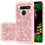 For LG G8 ThinQ Glitter Powder Contrast Skin Shockproof Silicone + PC Protective Case(Rose Gold)