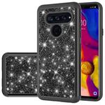 For LG V40 ThinQ Glitter Powder Contrast Skin Shockproof Silicone + PC Protective Case(Black)