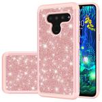 For LG V50 ThinQ 5G Glitter Powder Contrast Skin Shockproof Silicone + PC Protective Case(Rose Gold)
