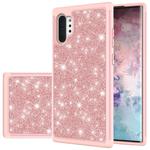 For Samsung Galaxy Note 10+ Glitter Powder Contrast Skin Shockproof Silicone + PC Protective Case(Rose Gold)