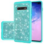 For Samsung Galaxy S10+ Glitter Powder Contrast Skin Shockproof Silicone + PC Protective Case(Green)