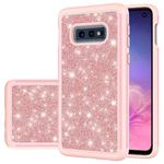 For Samsung Galaxy S10e Glitter Powder Contrast Skin Shockproof Silicone + PC Protective Case(Rose Gold)