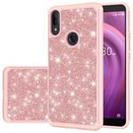 For Alcatel 3V (2019) Glitter Powder Contrast Skin Shockproof Silicone + PC Protective Case(Rose Gold)