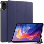 For Xiaomi Redmi Pad 2 Custer Texture 3-Fold Holder Leather Smart Tablet Case(Dark Blue)