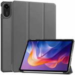 For Xiaomi Redmi Pad 2 Custer Texture 3-Fold Holder Leather Smart Tablet Case(Grey)