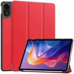 For Xiaomi Redmi Pad 2 Custer Texture 3-Fold Holder Leather Smart Tablet Case(Red)