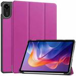 For Xiaomi Redmi Pad 2 Custer Texture 3-Fold Holder Leather Smart Tablet Case(Purple)