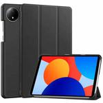 For Xiaomi Redmi Pad SE 8.7 Custer Texture 3-Fold Holder Leather Smart Tablet Case(Black)