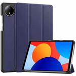 For Xiaomi Redmi Pad SE 8.7 Custer Texture 3-Fold Holder Leather Smart Tablet Case(Dark Blue)