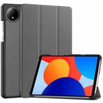 For Xiaomi Redmi Pad SE 8.7 Custer Texture 3-Fold Holder Leather Smart Tablet Case(Grey)
