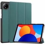 For Xiaomi Redmi Pad SE 8.7 Custer Texture 3-Fold Holder Leather Smart Tablet Case(Green)