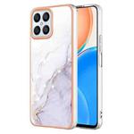 For Honor X8 4G Electroplating Marble Dual-side IMD Phone Case(White 006)