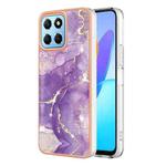 For Honor X8 5G Electroplating Marble Dual-side IMD Phone Case(Purple 002)