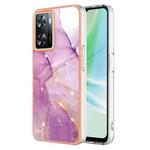 For OnePlus Nord N300 / OPPO A57 4G 2022 / Realme Narzo 50 5G Global / OPPO K10 5G Global Electroplating Marble Dual-side IMD Phone Case(Purple 001)