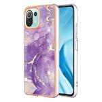 For Xiaomi 11 Lite Electroplating Marble Dual-side IMD Phone Case(Purple 002)