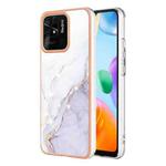 For Xiaomi Redmi 10C Electroplating Marble Dual-side IMD Phone Case(White 006)
