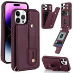 For iPhone 14 Pro Wristband Vertical Flip Wallet Back Cover Phone Case(Wine Red)