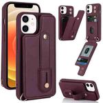 For iPhone 12 / 12 Pro Wristband Vertical Flip Wallet Back Cover Phone Case(Wine Red)