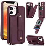 For iPhone 11 Wristband Vertical Flip Wallet Back Cover Phone Case(Wine Red)