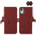 For Nokia C12 4G Genuine Leather Magnetic RFID Leather Phone Case(Coffee)