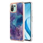 For Xiaomi 11 Lite Electroplating Marble Dual-side IMD Phone Case(Purple 016)