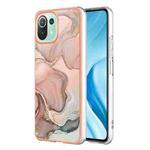 For Xiaomi 11 Lite Electroplating Marble Dual-side IMD Phone Case(Rose Gold 015)