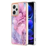 For Xiaomi Redmi Note 12 Pro+ 5G Global Electroplating Marble Dual-side IMD Phone Case(Pink 013)