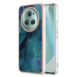For Honor Magic5 Pro Electroplating Marble Dual-side IMD Phone Case(Green 017)