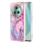 For Honor Magic5 Pro Electroplating Marble Dual-side IMD Phone Case(Pink 013)