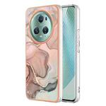 For Honor Magic5 Pro Electroplating Marble Dual-side IMD Phone Case(Rose Gold 015)