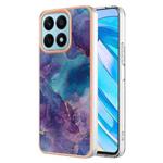 For Honor X8a Electroplating Marble Dual-side IMD Phone Case(Purple 016)