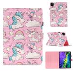 For iPad Pro 11 (2020) 3D Colored Drawing Horizontal Flip Leather Tablet Case, with Sleep / Wake-up Function & Holder & Card Slo & Wallet(Pink Pony)