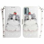 For Nokia G22 3D Colored Horizontal Flip Leather Phone Case(Cute Cat)