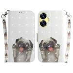For Realme C55 3D Colored Horizontal Flip Leather Phone Case(Pug)