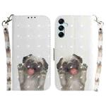 For Samsung Galaxy M14 3D Colored Horizontal Flip Leather Phone Case(Pug)