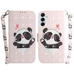 For Samsung Galaxy M14 3D Colored Horizontal Flip Leather Phone Case(Heart Panda)