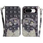 For Google Pixel 8 3D Colored Horizontal Flip Leather Phone Case(Hug Cat)