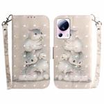 For Xiaomi 13 Lite / Civi 2 3D Colored Horizontal Flip Leather Phone Case(Squirrels)