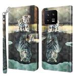 For Xiaomi 13 3D Painting Pattern Flip Leather Phone Case(Cat Tiger)