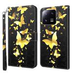 For Xiaomi 13 Pro 3D Painting Pattern Flip Leather Phone Case(Gold Butterfly)