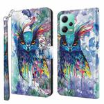 For Xiaomi Redmi Note 12 5G Global / Poco X5 5G 3D Painting Pattern Flip Leather Phone Case(Watercolor Owl)