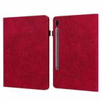 For Samsung Galaxy Tab S6 T860 Peacock Embossed Pattern Leather Tablet Case(Red)