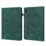 For Samsung Galaxy Tab S9 / S9 FE Peacock Embossed Pattern Leather Tablet Case(Green)