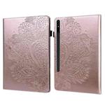 For Samsung Galaxy Tab S10+ / S9+ Peacock Embossed Pattern Leather Tablet Case(Rose Gold)