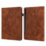 For Samsung Galaxy Tab S10+ / S9+ Peacock Embossed Pattern Leather Tablet Case(Brown)