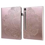 For Samsung Galaxy Tab S10 FE+ Peacock Embossed Pattern Leather Tablet Case(Rose Gold)