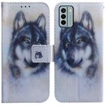 For Nokia G22 Coloured Drawing Flip Leather Phone Case(White Wolf)