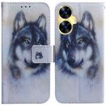 For Realme C55 Coloured Drawing Flip Leather Phone Case(White Wolf)